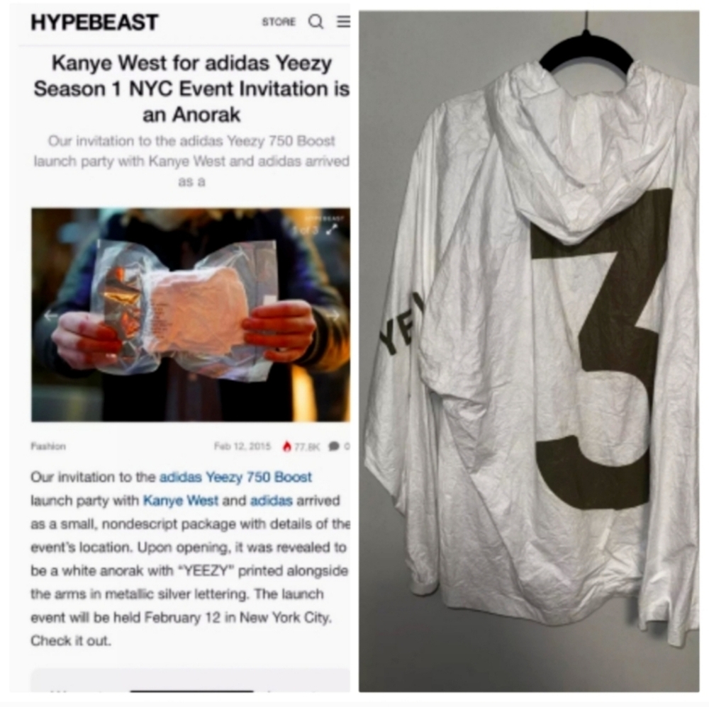 Kanye West Fashion Week 2015 Yeezy runway invite Windbreaker hoodie Anorak M